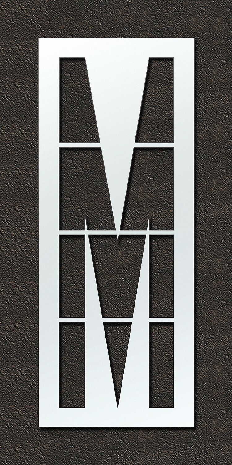 Individual Stencil: M, 48 in Overall Wd, 120 in Overall Ht, 0.125 in Thick, Polyethylene, 0.13 in