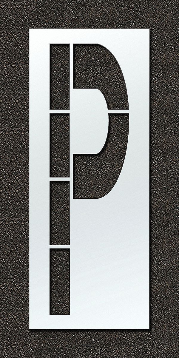 Individual Stencil: P, 48 in Overall Wd, 120 in Overall Ht, 0.125 in Thick, Polyethylene, 0.13 in