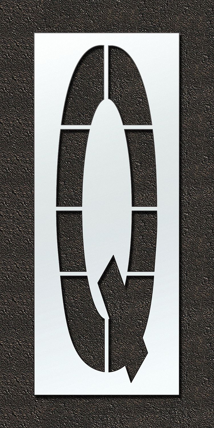 Individual Stencil: Q, 48 in Overall Wd, 120 in Overall Ht, 0.125 in Thick, Polyethylene, 0.13 in