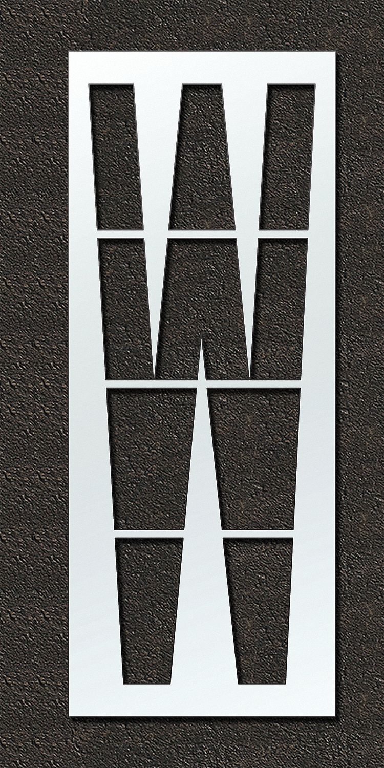 Individual Stencil: W, 48 in Overall Wd, 120 in Overall Ht, 0.125 in Thick, Polyethylene, 0.13 in