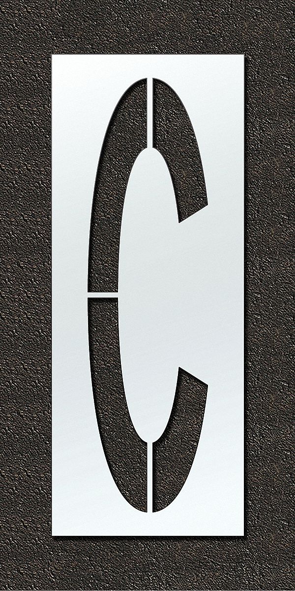 Individual Stencil: C, 48 in Overall Wd, 132 in Overall Ht, 0.13 in Thick, 0.13 in