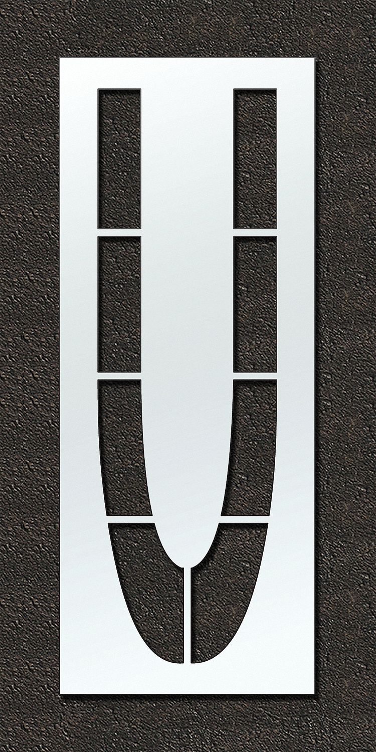Individual Stencil: U, 48 in Overall Wd, 132 in Overall Ht, 0.13 in Thick, 0.13 in