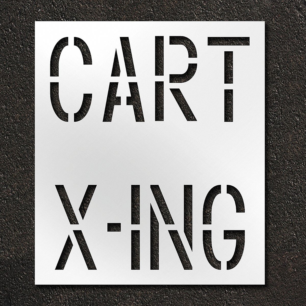 Individual Stencil: Cart X-Ing, 48 in Overall Wd, 55 in Overall Ht, 0.06 in Thick, 1 Pieces