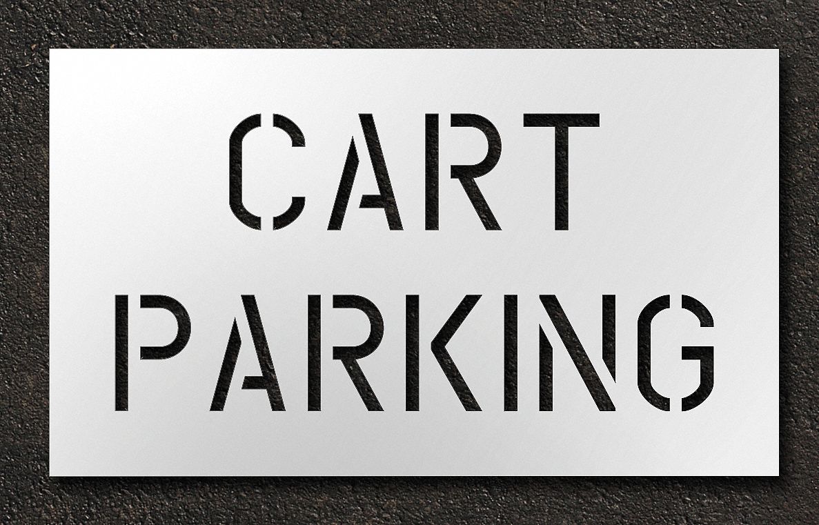 Individual Stencil: Cart Parking, 36 in Overall Wd, 21 in Overall Ht, 0.06 in Thick, 1 Pieces