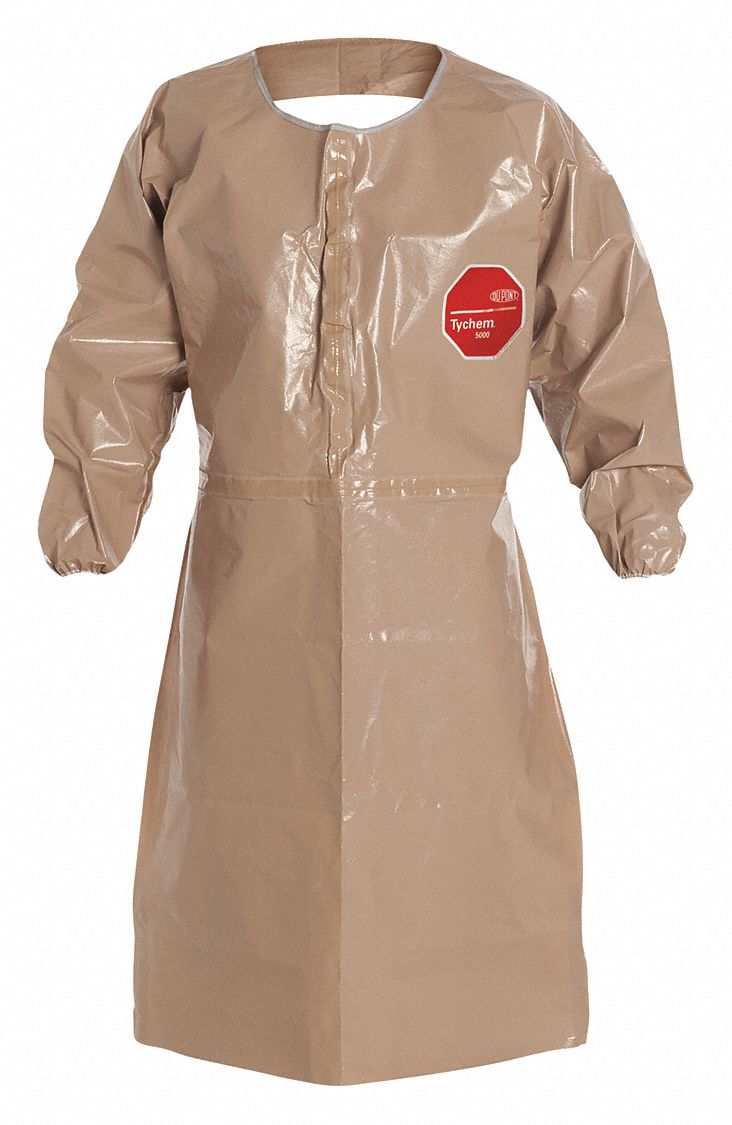 Apron: Polypropylene, 18 mil Thick, Knee, Snap, Tie, Tan, 2XL, 6 PK