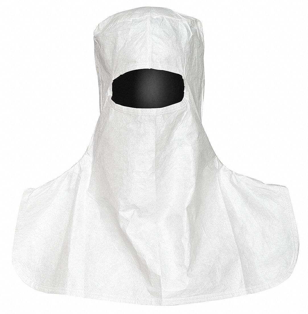 CLEANROOM HOOD, BOUND SEAM, 1.2 OZ/SQ YD WT, FULL HEAD COVERAGE, WHITE, L, 100 PK