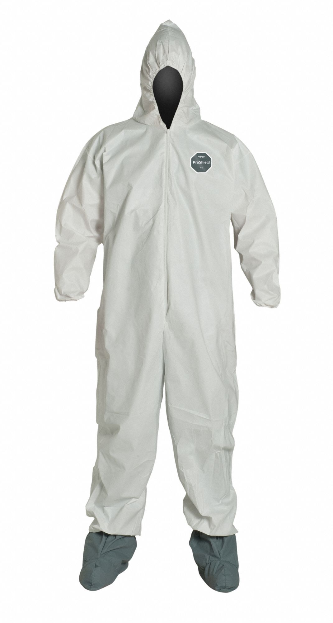 HOODED COVERALLS,WHITE,6X,ELASTIC,PK30