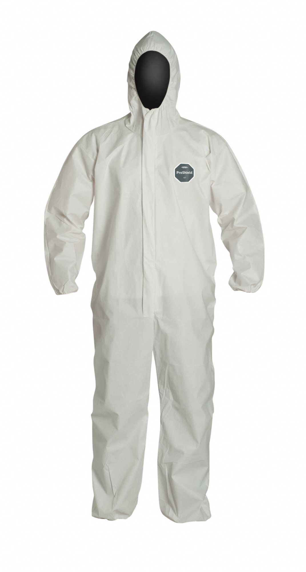 DUPONT Hooded Disposable Coveralls: Microporous Film, Elastic, Elastic,  Elastic , Ankle, Serged Seam