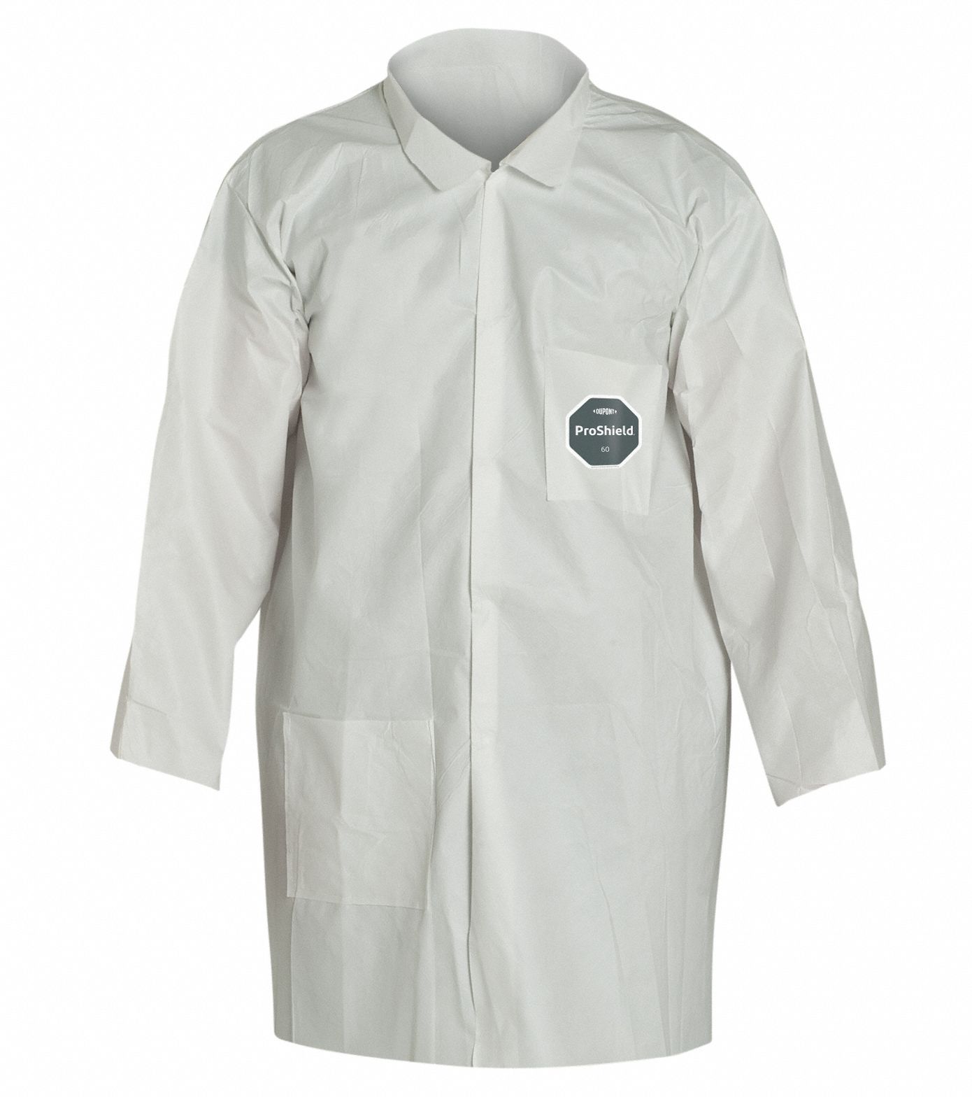 DISPOSABLE LAB COAT, PROSHIELD, 2 POCKETS, PLAIN COLLAR, OPEN, 30 PKM