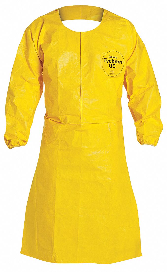 Coat Sleeve Apron, Yellow, 44" Length, 26-1/2" Width, Tychem� QC Material, PK,  25