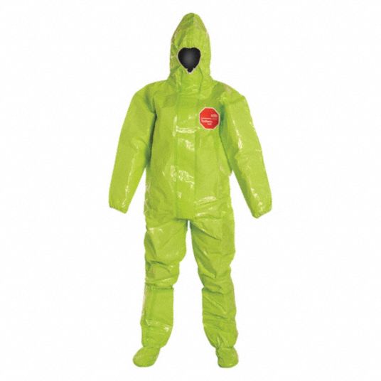 DUPONT Hooded Chemical Resistant Coveralls: Tychem® 10000, Heavy Duty,  Taped Seam, Yellow, S, 2 PK