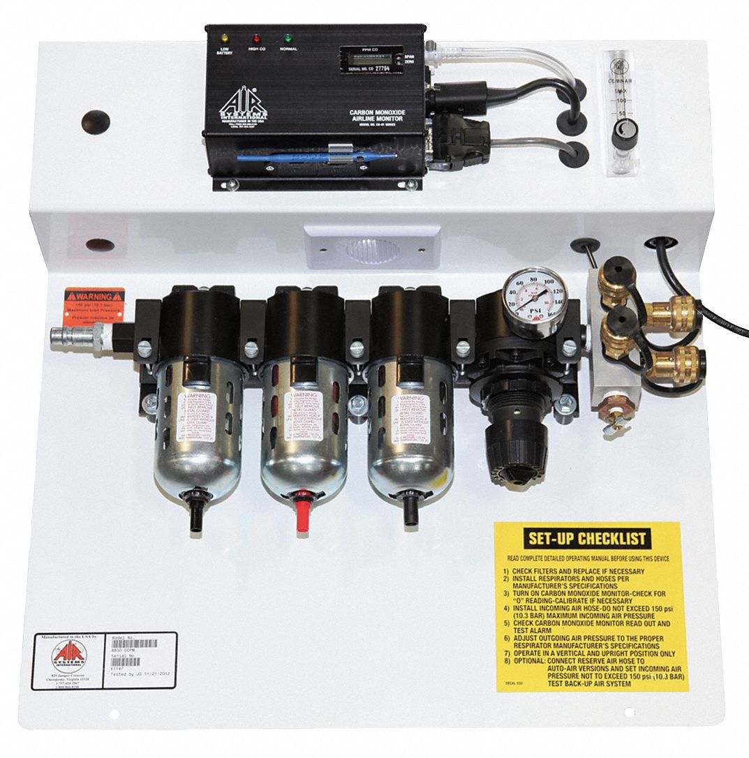 BREATHING AIR PANEL, 79 CFM, 4 COUPLINGS, 50 CFM, CSA/NIOSH, ½ IN, GRADE-D, 4 USERS