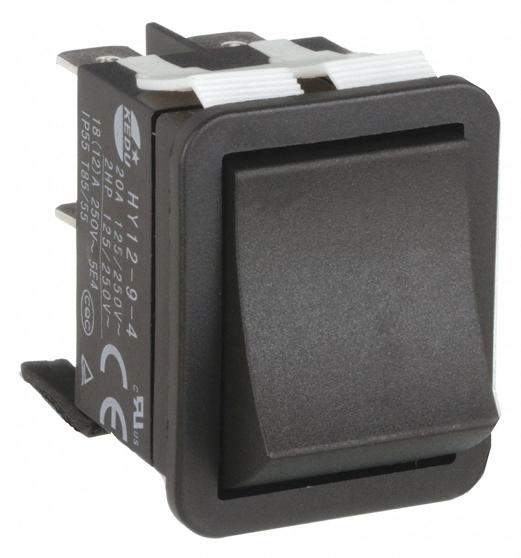 ROCKER SWITCH, SERIES HY12, 2 POSITIONS, DPST, ON/OFF, 2 HP