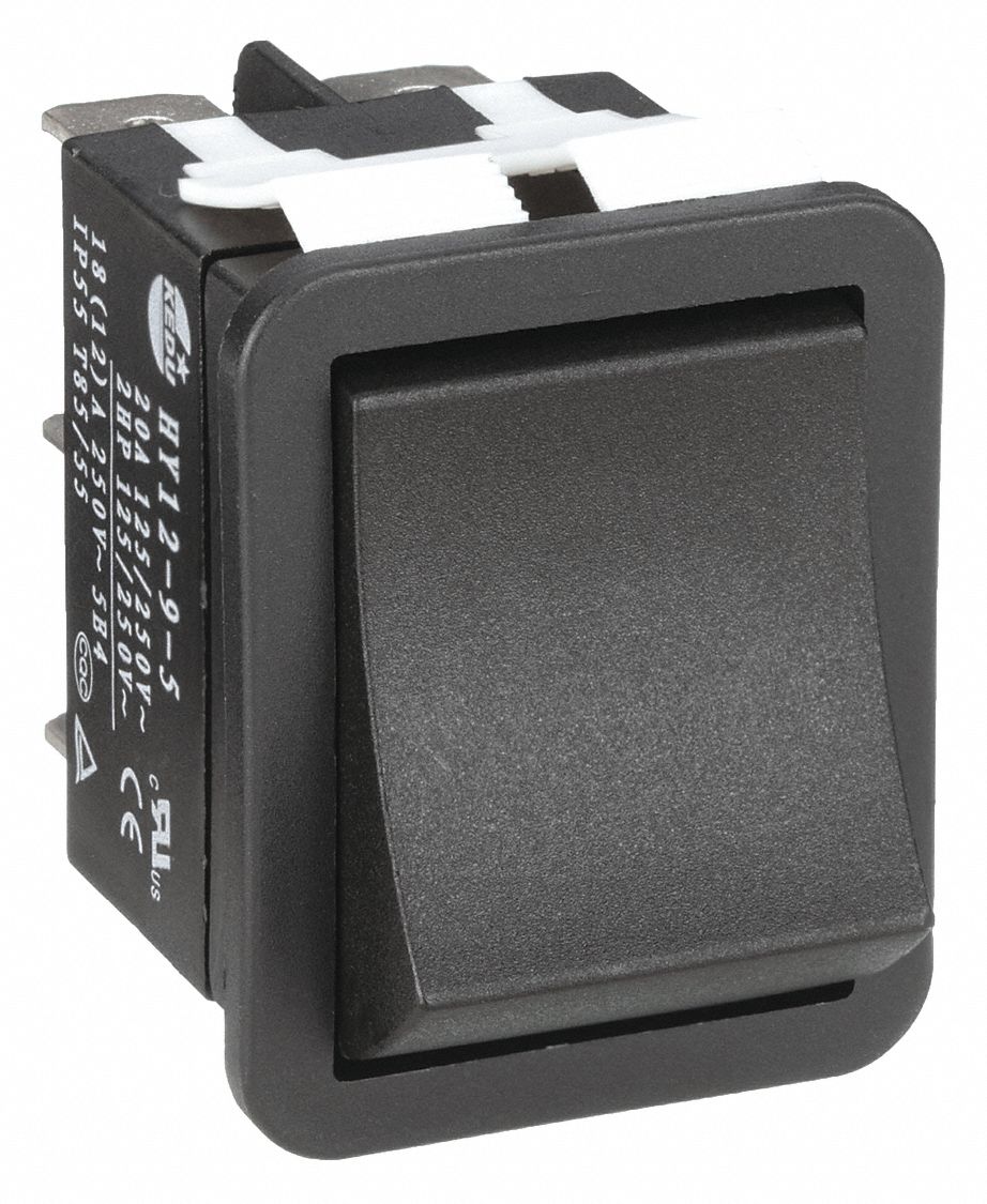 ROCKER SWITCH, SERIES HY12, 3 POSITIONS, DPDT, ON/OFF/ON, 2 HP