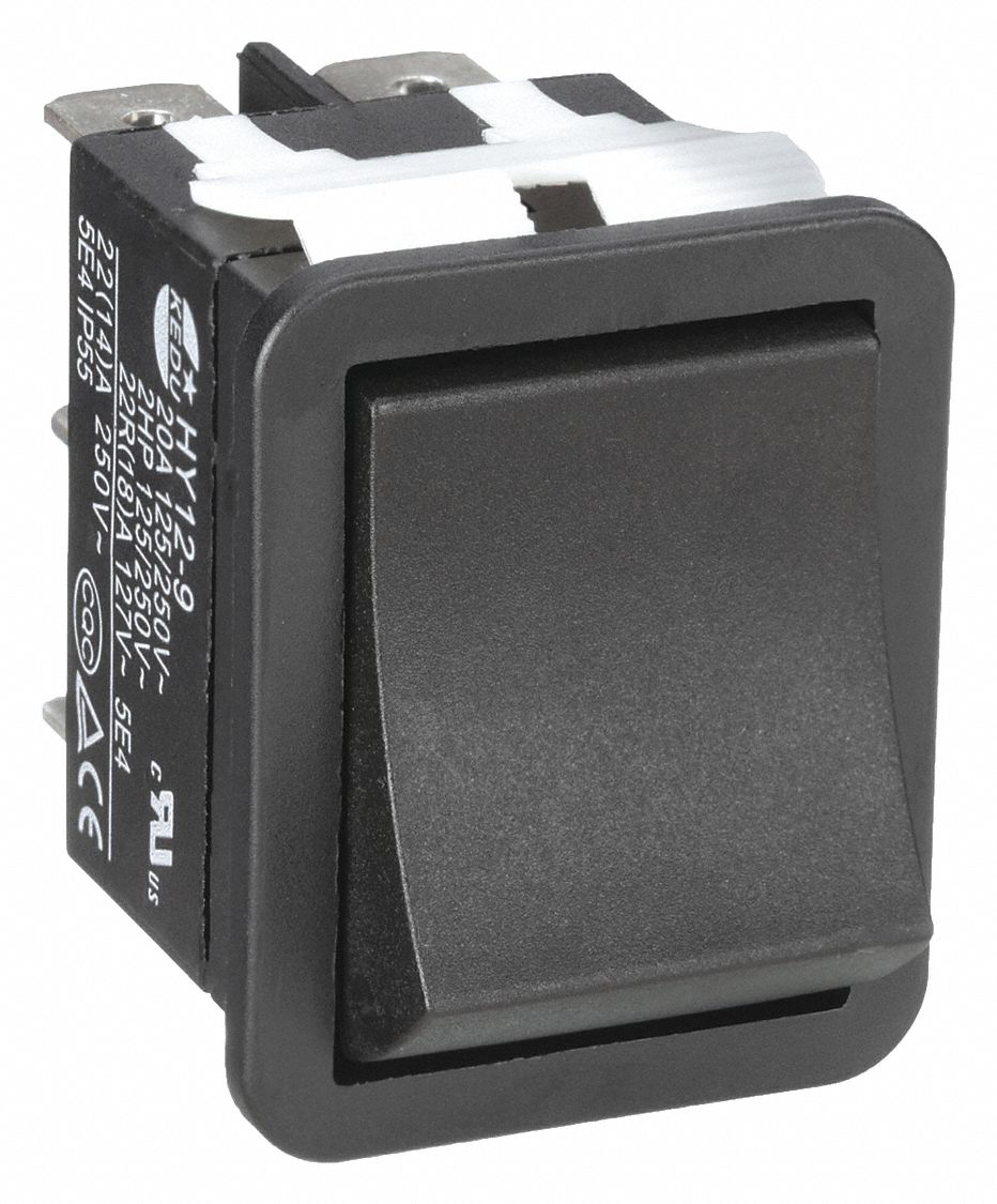 ROCKER SWITCH, SERIES HY12, 2 POSITIONS, DPDT, ON/ON, 2 HP