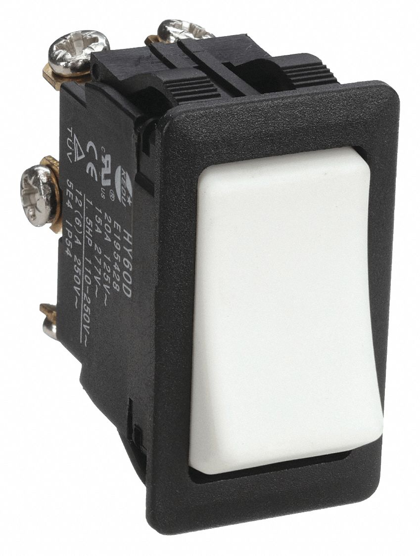 ROCKER SWITCH, SERIES HY60, 3 POSITIONS, DPDT, ON/OFF/MOMENTARY ON, 1½ HP