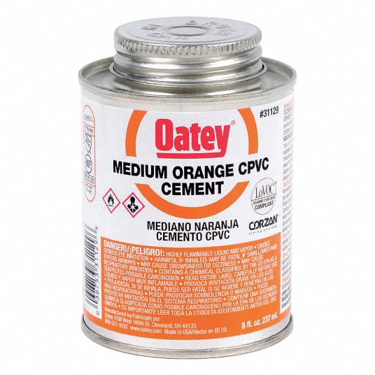 OATEY Orange Solvent Cement, CPVC, Medium Bodied, Size 8 oz, For Use