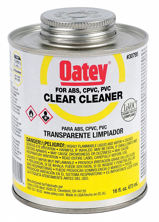 OATEY Limpiador p/Tubería,16 oz.,Transparente - Pegamentos y