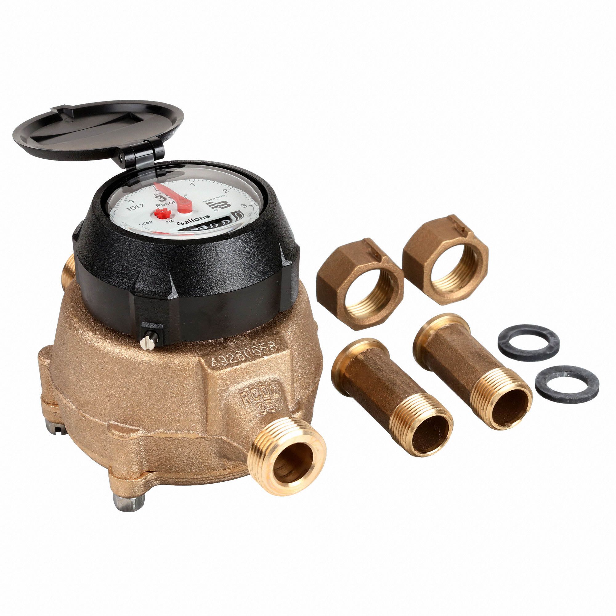 BADGER Mechanical Flowmeter 3/4 in Connection Size, NPT, Water, 150