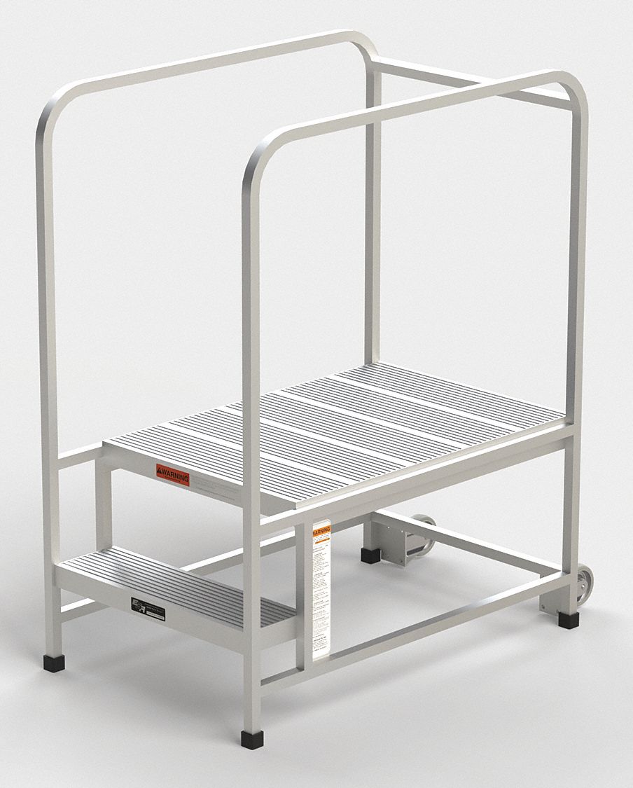 Mobile Work Platform: 1.7 ft Platform Ht - Max, 24 in x 35 in, Aluminum, 300 lb Load Capacity