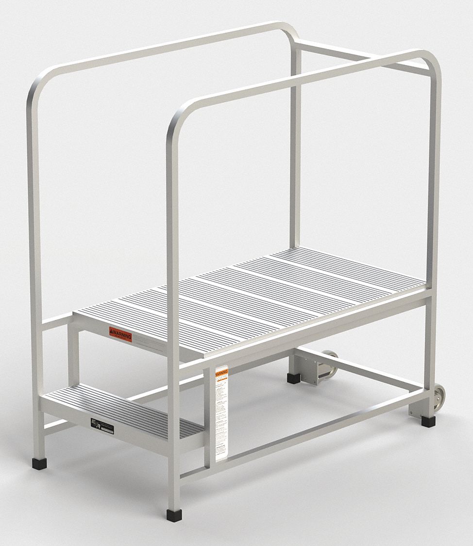 Mobile Work Platform: 1.7 ft Platform Ht - Max, 24 in x 42 in, Aluminum, 300 lb Load Capacity