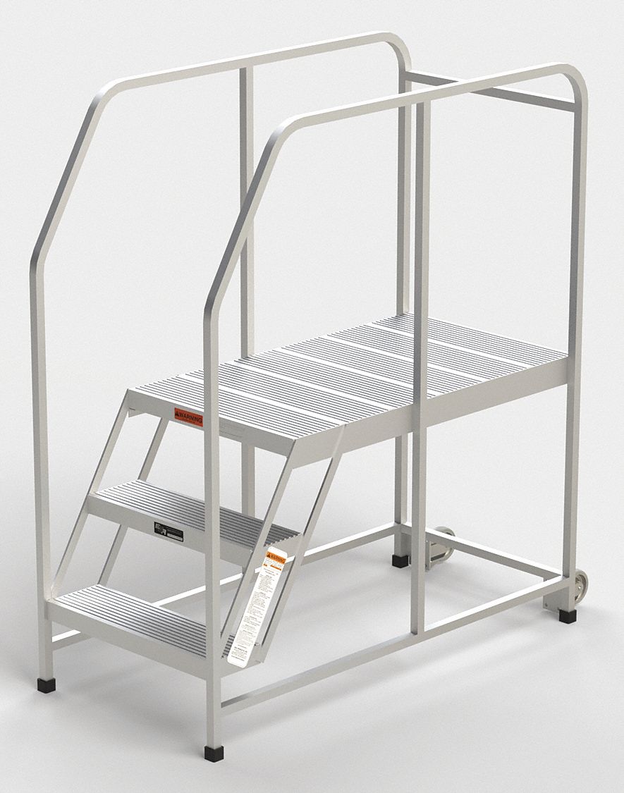 Mobile Work Platform: 2.5 ft Platform Ht - Max, 24 in x 42 in, Aluminum, 300 lb Load Capacity