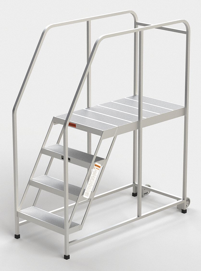 Mobile Work Platform: 3.3 ft Platform Ht - Max, 24 in x 42 in, Aluminum, 300 lb Load Capacity