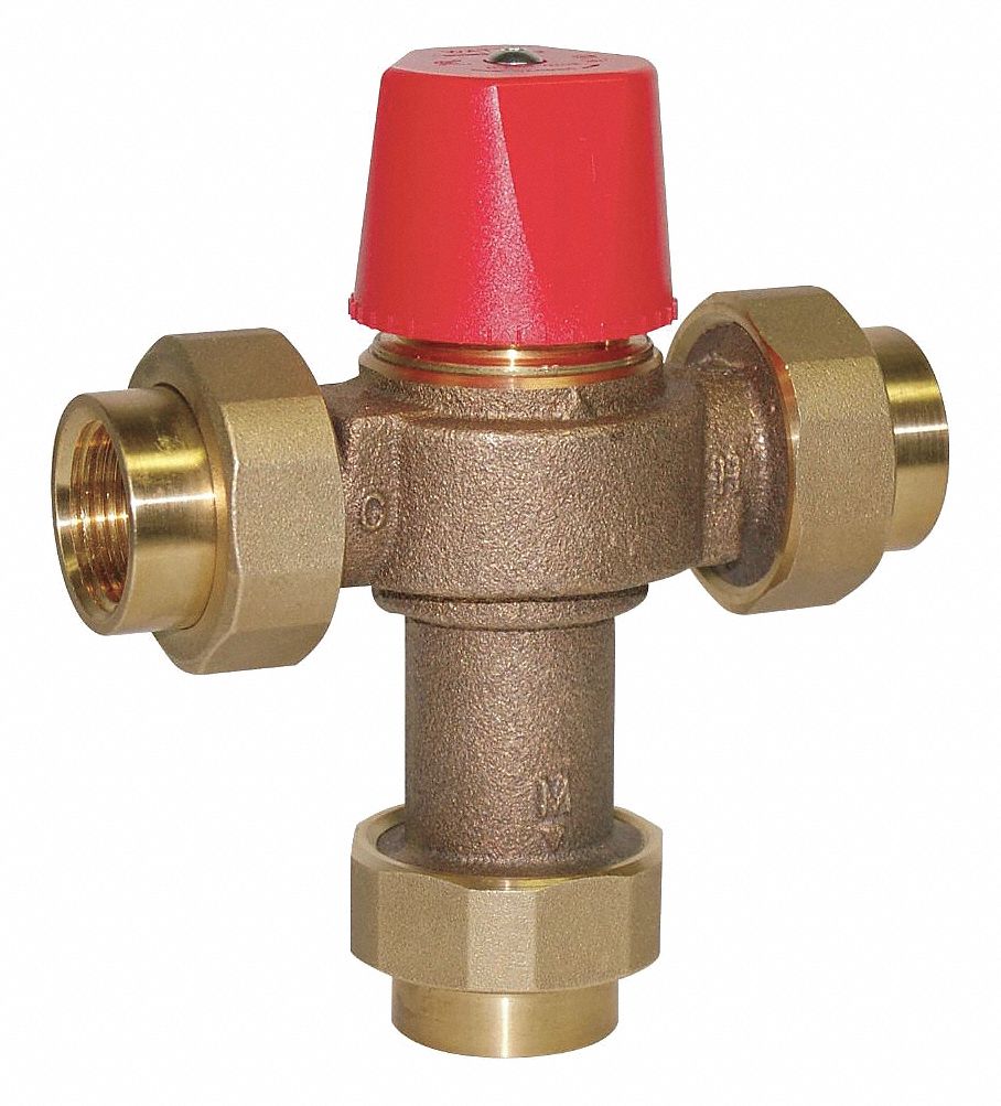 THERMOSTATIC MIXING VALVE: 1 IN INLET CONNECTION SIZE, 1 IN OUTLET CONNECTION SIZE, NPT, BRASS