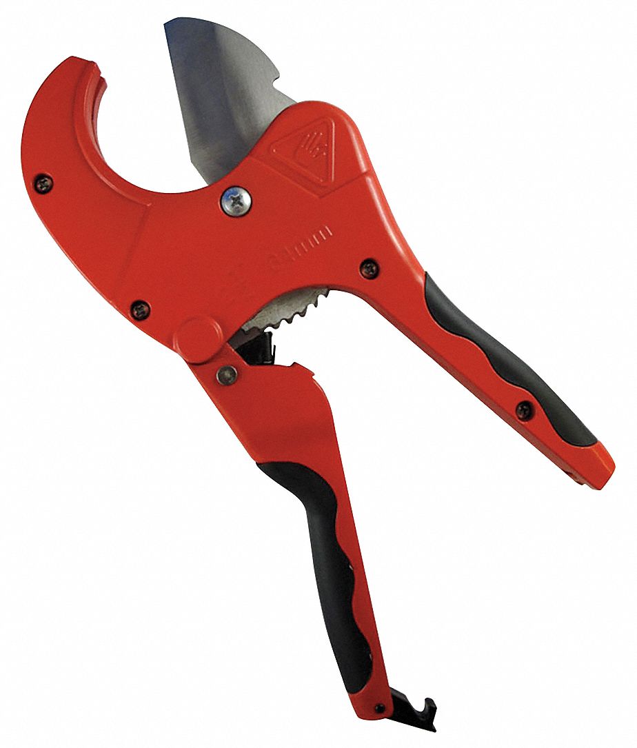 Pipe Cutter: 2 in – 2 1/2 in OD Cutting Capacity, Ratcheting Shear, 13 in Tool Lg