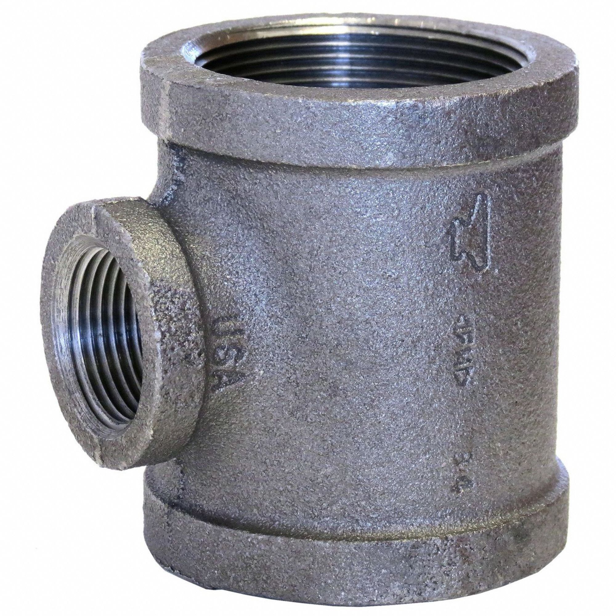 Reducing Tee: Malleable Iron, 1 in x 1/4 in x 1 in, NPT x NPT x NPT, Class 150