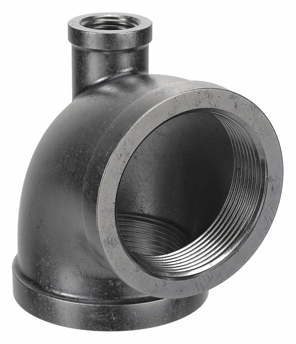 Reducing Tee: Malleable Iron, 2 in x 1/2 in x 2 in, NPT x NPT x NPT, Class 150