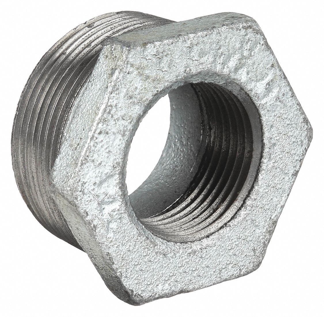 HEX BUSHING: MALLEABLE IRON, 1½ IN X 1¼ IN, NPT X NPT THREAD, CLASS 150