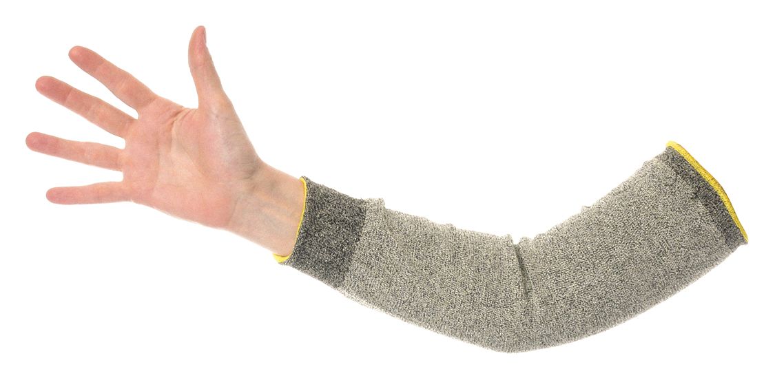 CUT-RESISTANT SLEEVE, ANSI/ISEA CUT LEVEL 3, BLACK/GREY/YELLOW, 24 IN