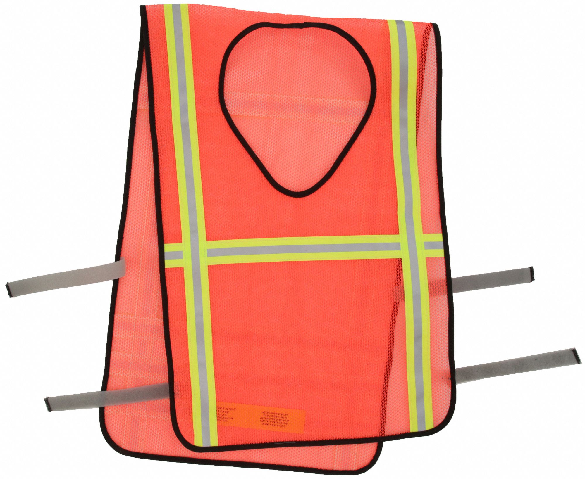 High-Visibility Vest: ANSI Class 2, U, Universal, Orange, Mesh Polyester, Hook-and-Loop