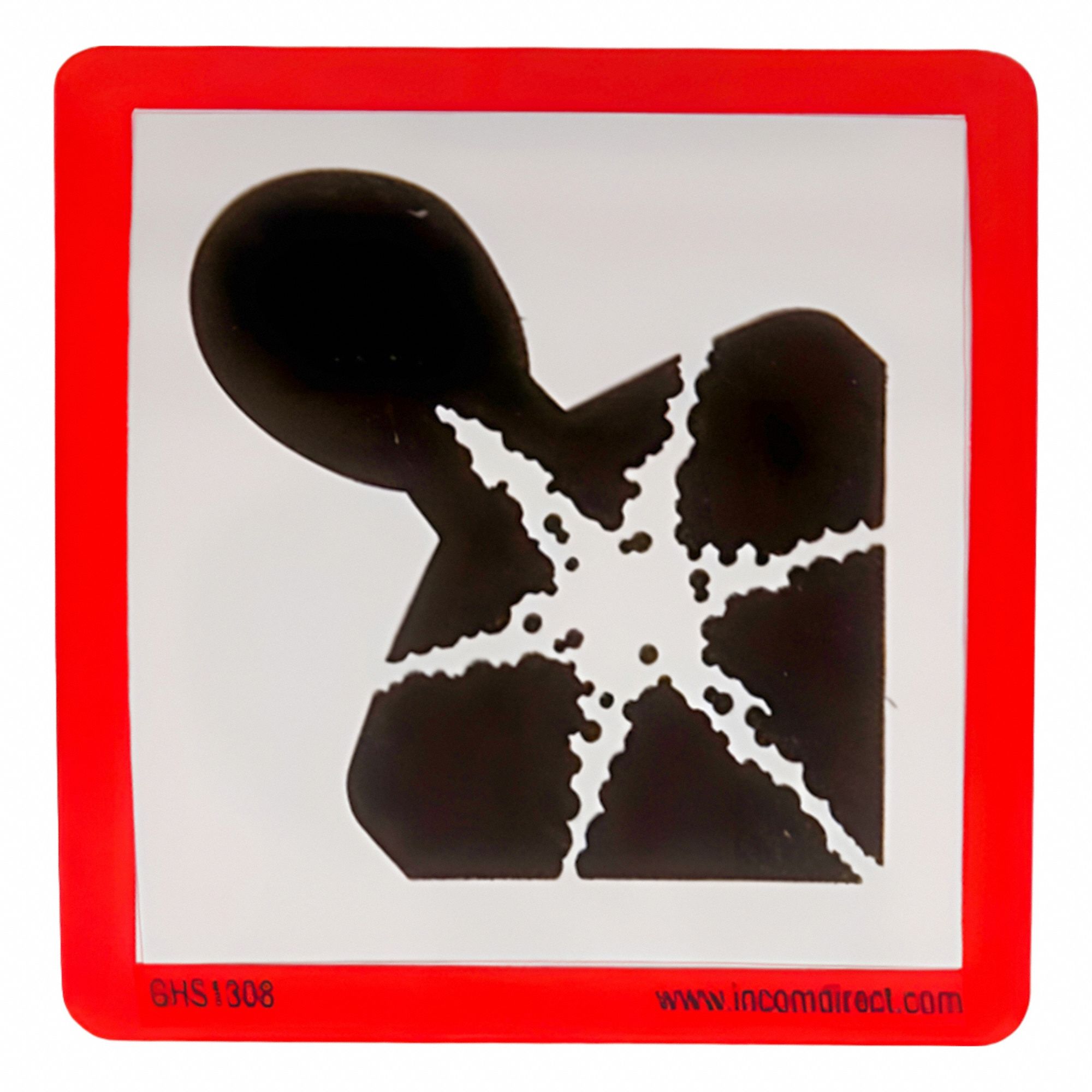 GHS Label: Health Hazard Pictogram, Red/White, 2 in Ht, 2 in Wd, 0.0035 in Thick, Square, 500 PK