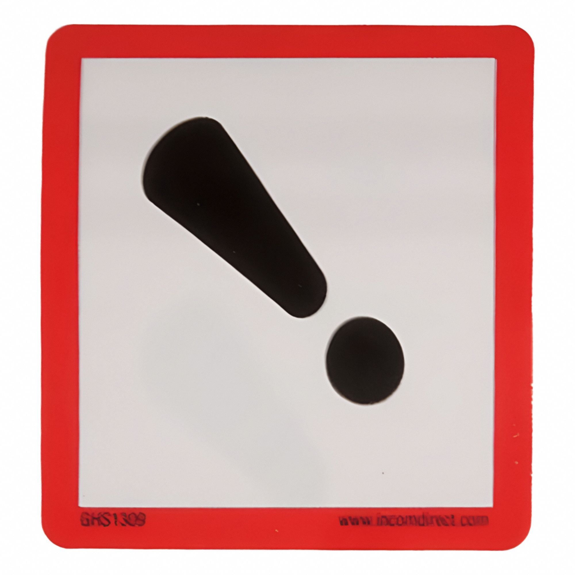 GHS Label: Exclamation Mark Pictogram, Red/White, 2 in Ht, 2 in Wd, 0.0035 in Thick, Square, 500 PK