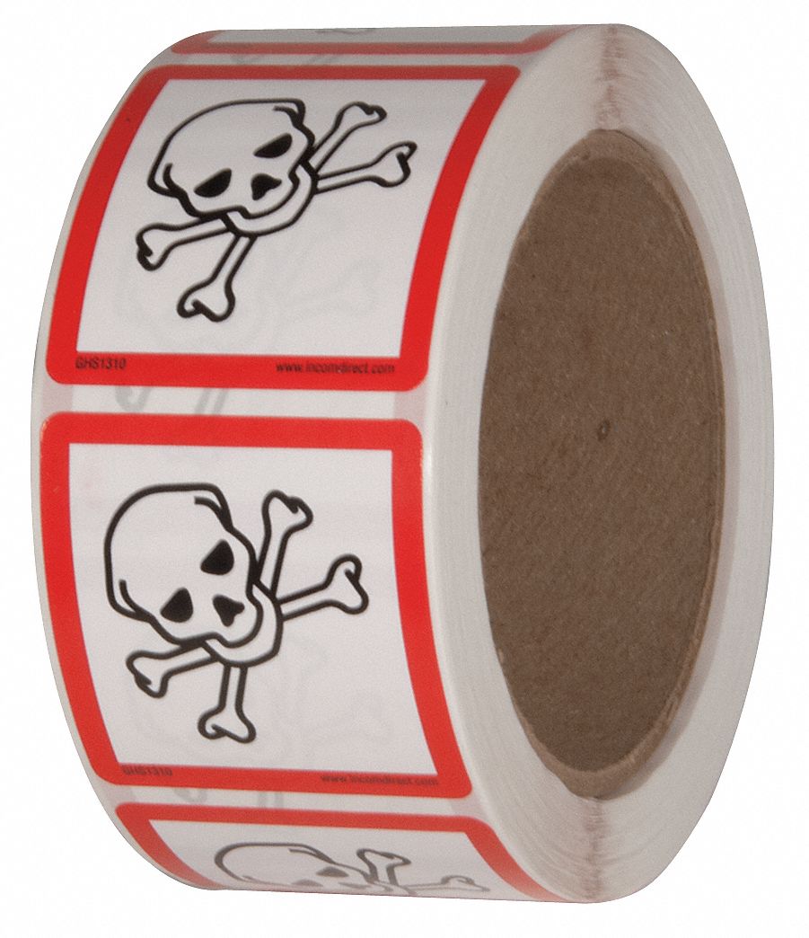 GHS SAFETY No Text Skull Crossbones Safety Label JT GHS Grainger