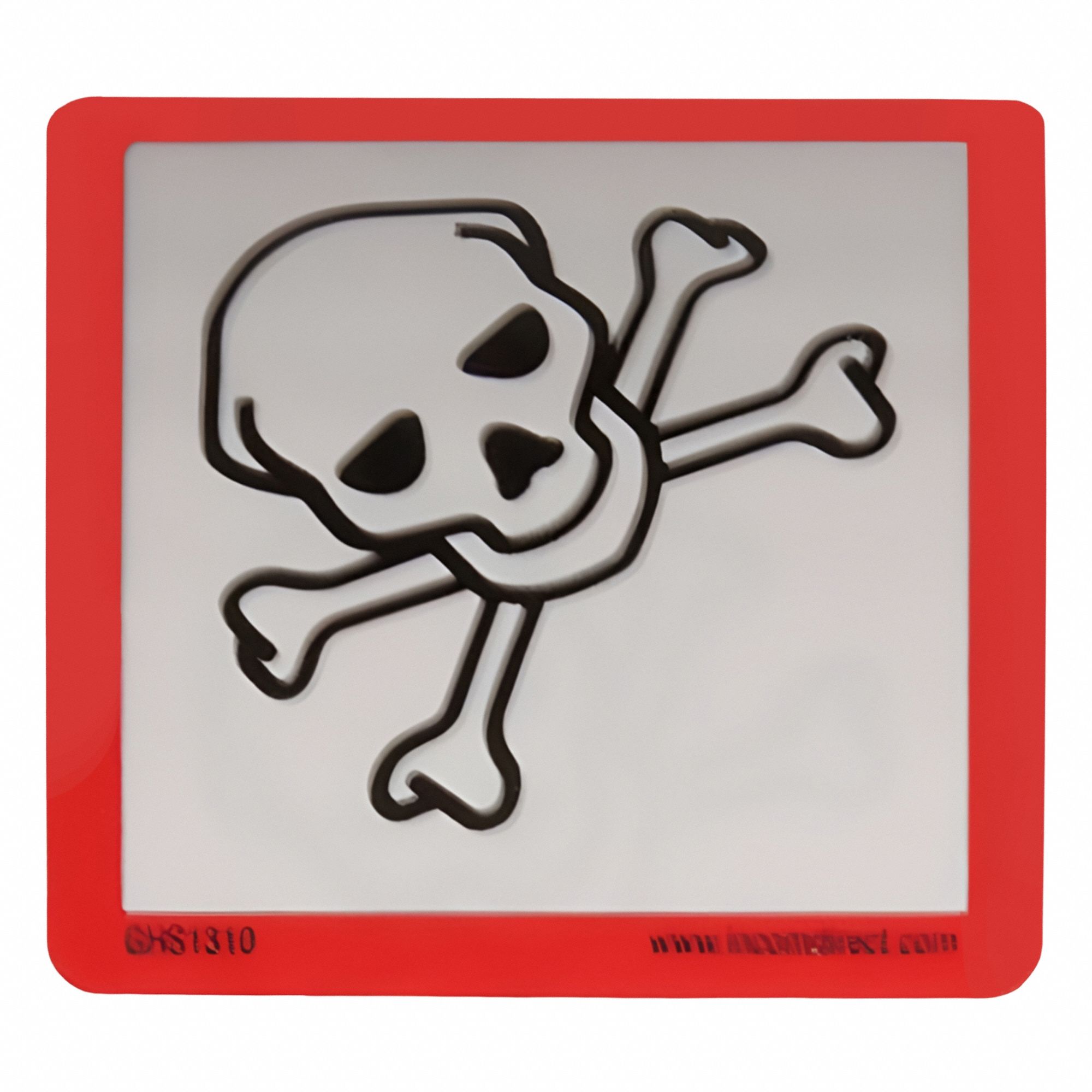 GHS Label: Skull & Crossbones Pictogram, Red/White, 2 in Ht, 2 in Wd, 0.0035 in Thick, Paper, 500 PK