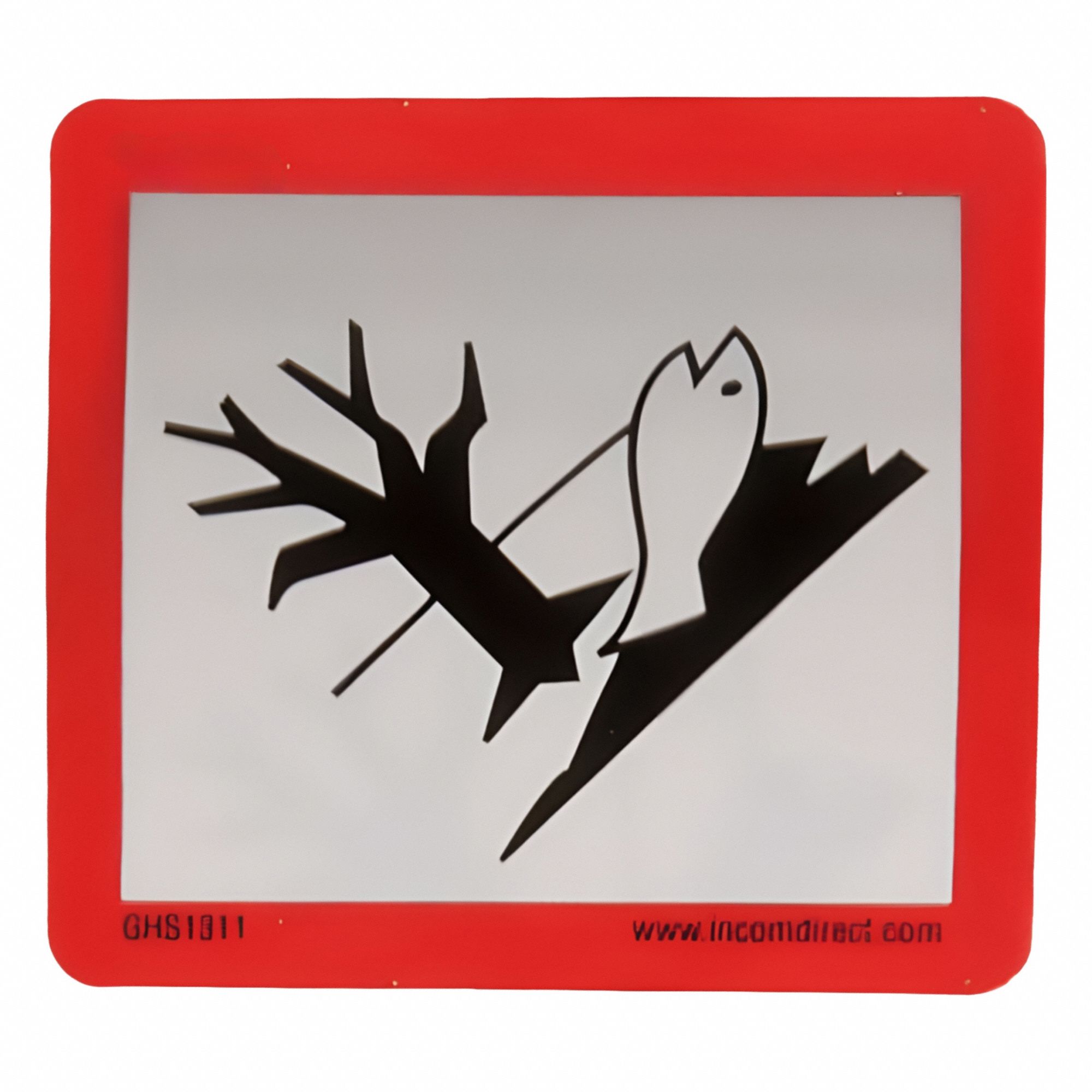 GHS Label: Environment Pictogram, Red/White, 2 in Ht, 2 in Wd, 0.0035 in Thick, Square, 500 PK