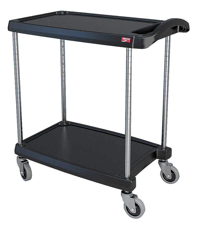 UTILITY CART WITH LIPPED PLASTIC SHELVES, 300 LB LOAD CAPACITY, 28-5/16 X 18¼ IN, BLACK