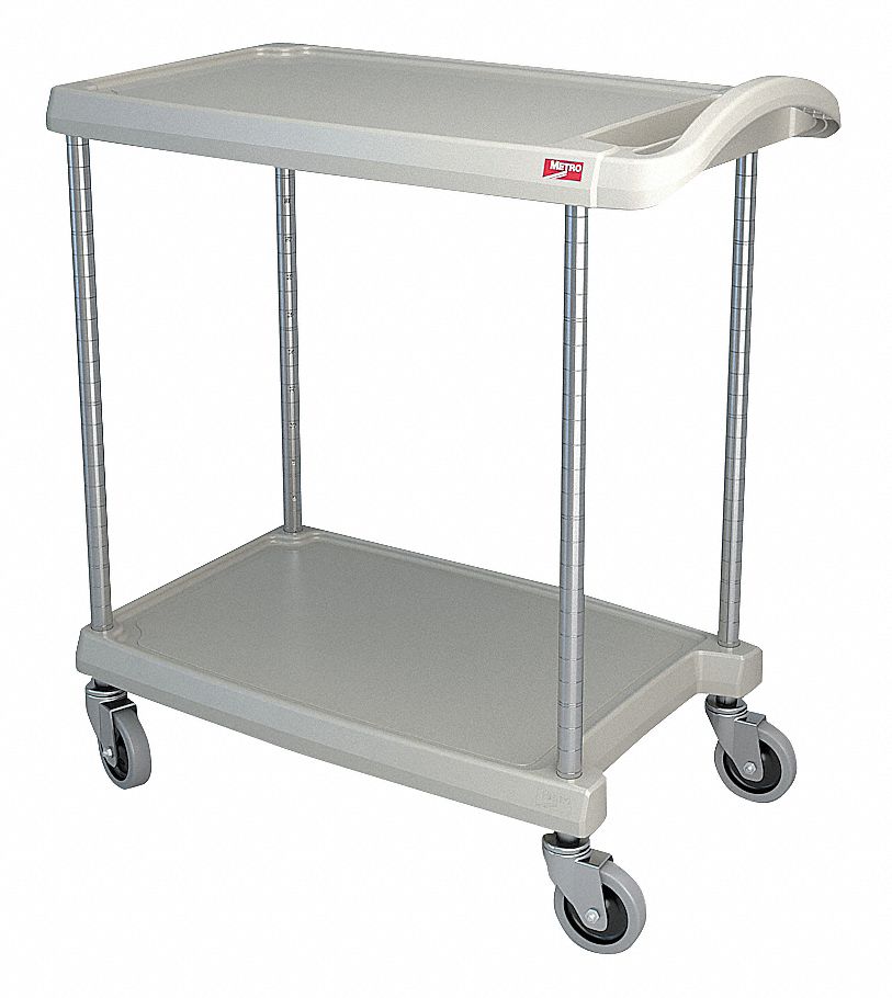 UTILITY CART WITH LIPPED PLASTIC SHELVES, 300 LB LOAD CAPACITY, 28-5/16 IN X 18¼ IN, GREY