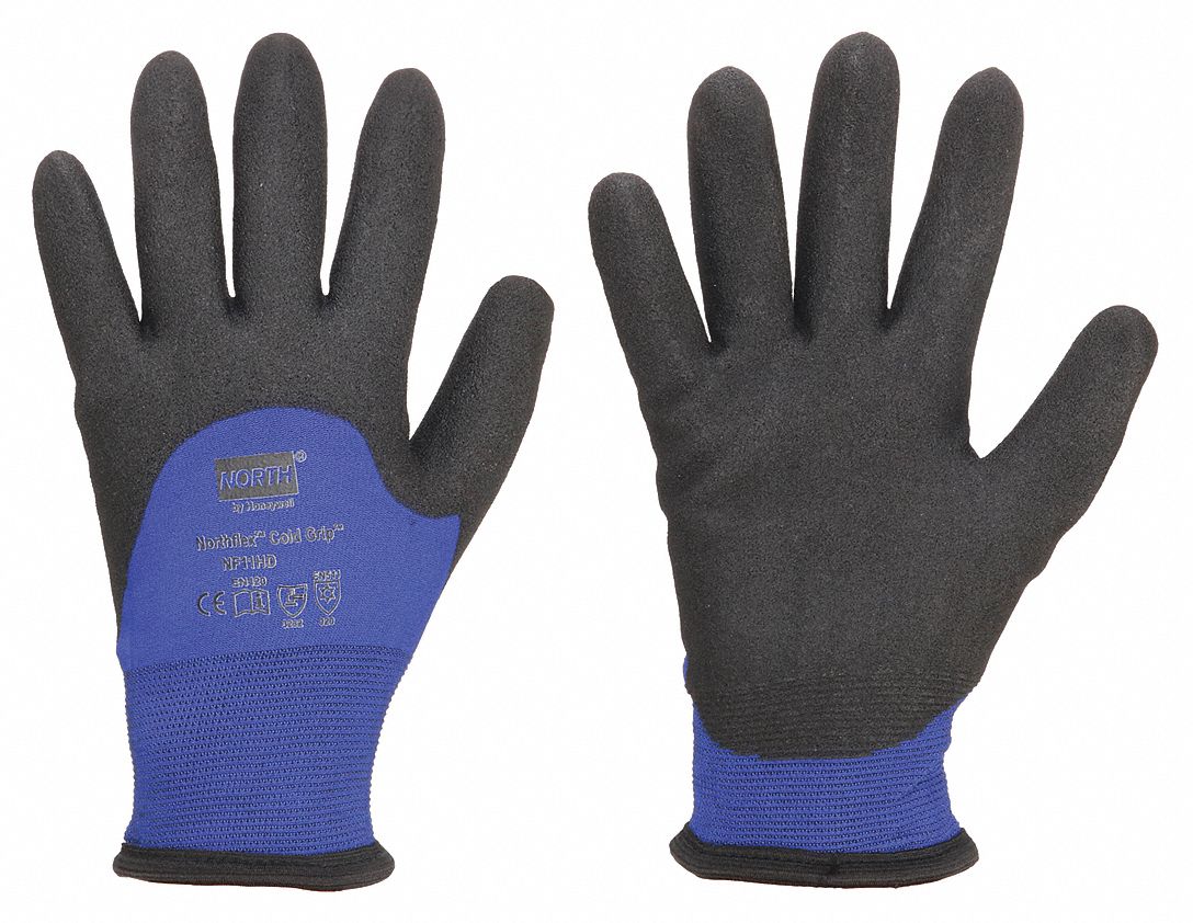 Honeywell NorthFlex Cold Grip NF11HD Winter Glove, 3/4 Black Foamed PVC  Palm Coated Gloves, 1 Pair 