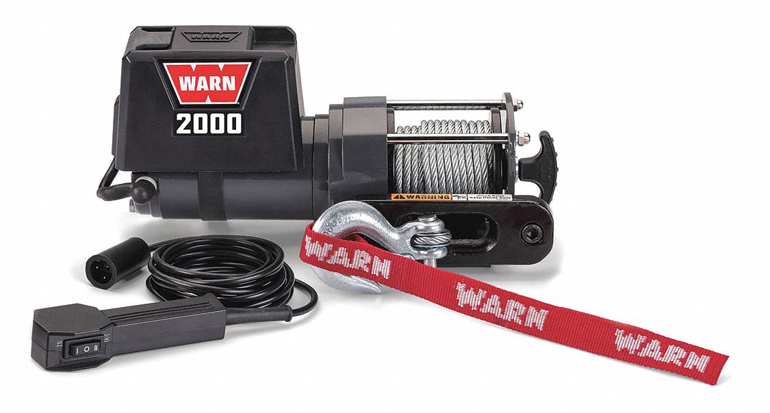 WARN Electric Winch 2,000 lb 1st Layer Load Capacity, 1.6 hp Motor HP