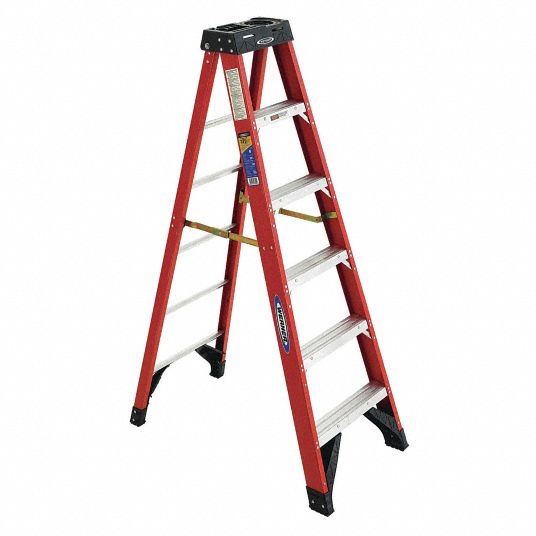 WERNER Stepladder: 6 ft Ladder Ht, 5 Steps, 375 lb Load Capacity, 41 in ...