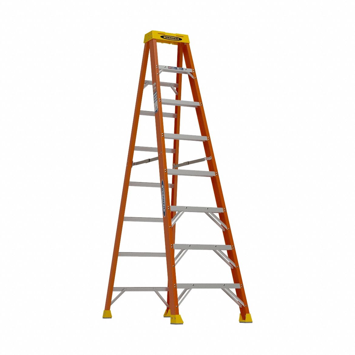 Stepladder: 8 ft Ladder Size, Fiberglass, 300 lb Load Capacity, 30 lb Wt, 5.8 ft Standing Ht