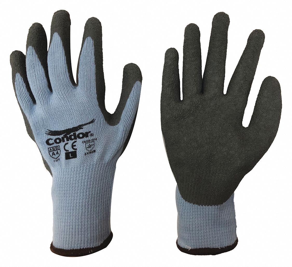 COATED GLOVES,LATEX/PES,XL,GREY,PR