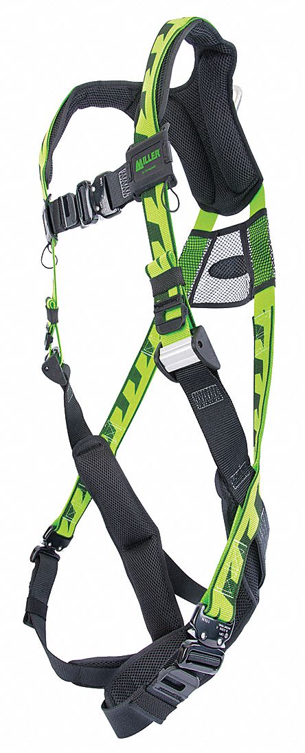 Full Body Harness: Vest Harness, Quick-Connect / Quick-Connect, Cam, L/XL, Padded, Aluminum