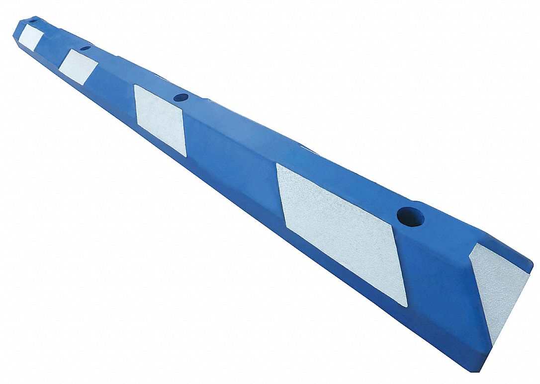 Parking Stop: Rubber, 6 ft Lg, 6 in Wd, 4 in Ht, Blue/White