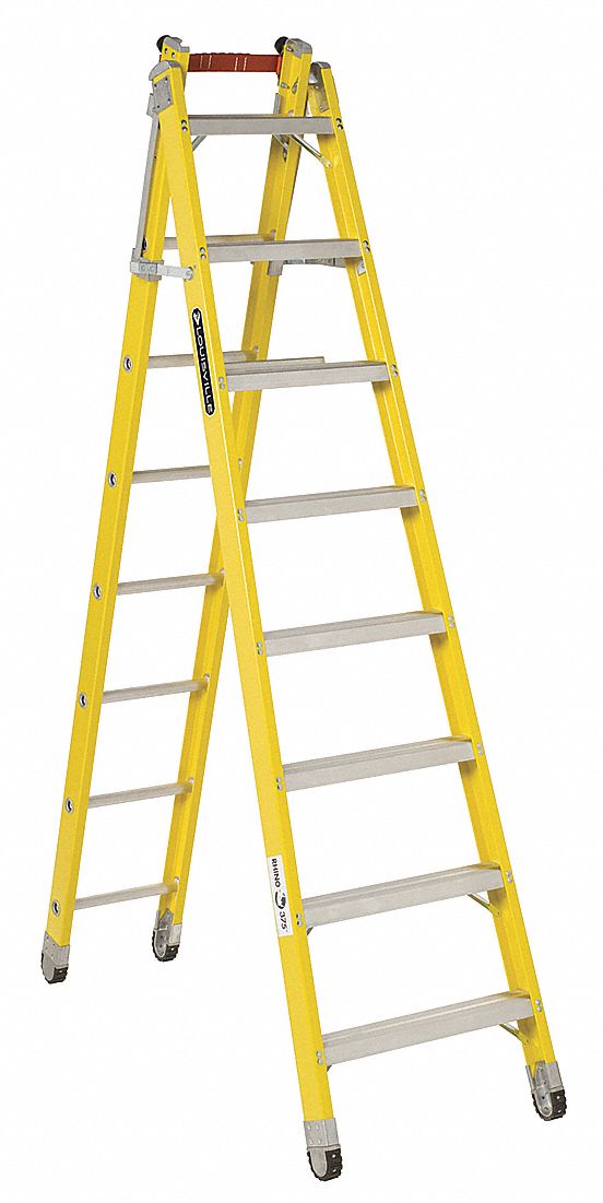 8 ft Fiberglass Step-to-Straight Ladder, 375 lb Load Capacity - Grainger