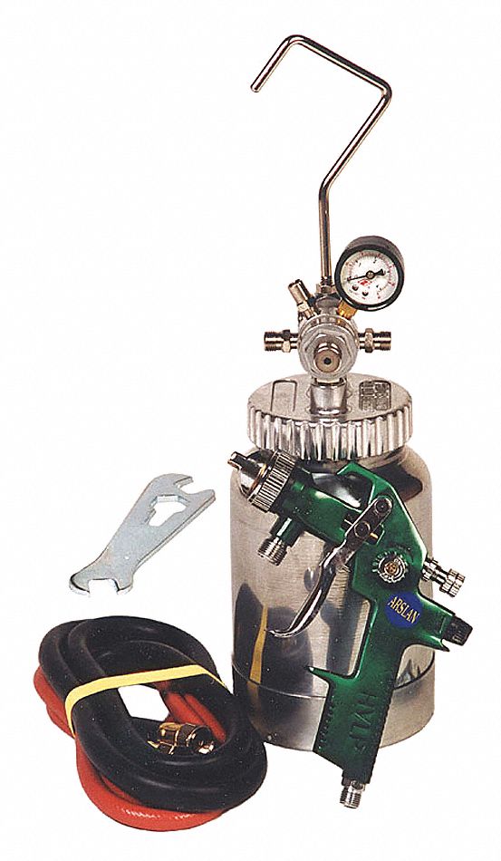 HVLP PAINT SPRAY GUN, PRESSURE FLUID DELIVERY, 9.6 CFM, 1.0 MM, 1/4 IN TO 12 IN, 1/4 IN, 2 QT
